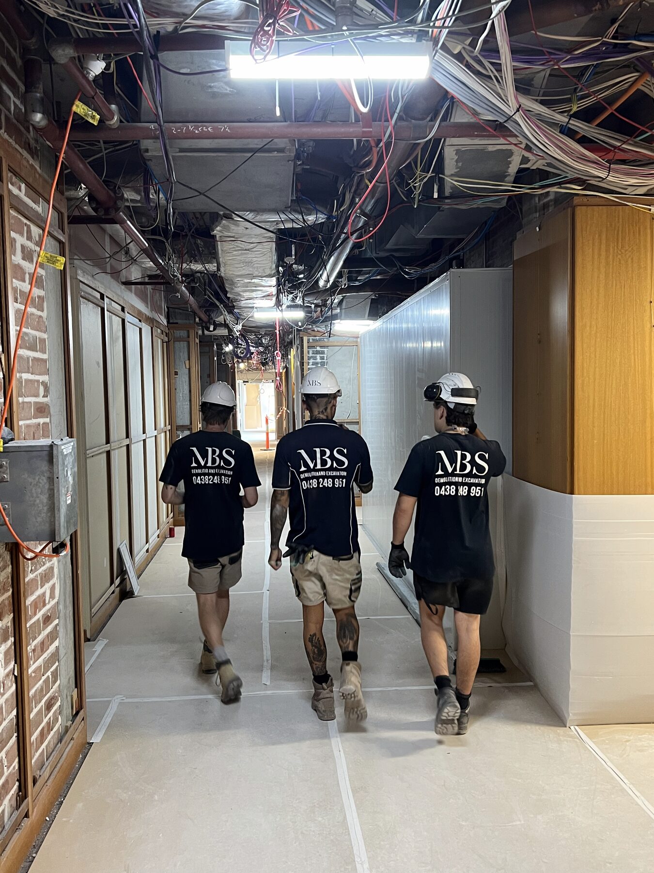 MBS crew inside NSW Parliament House Sydney during a Level 8 strip-out